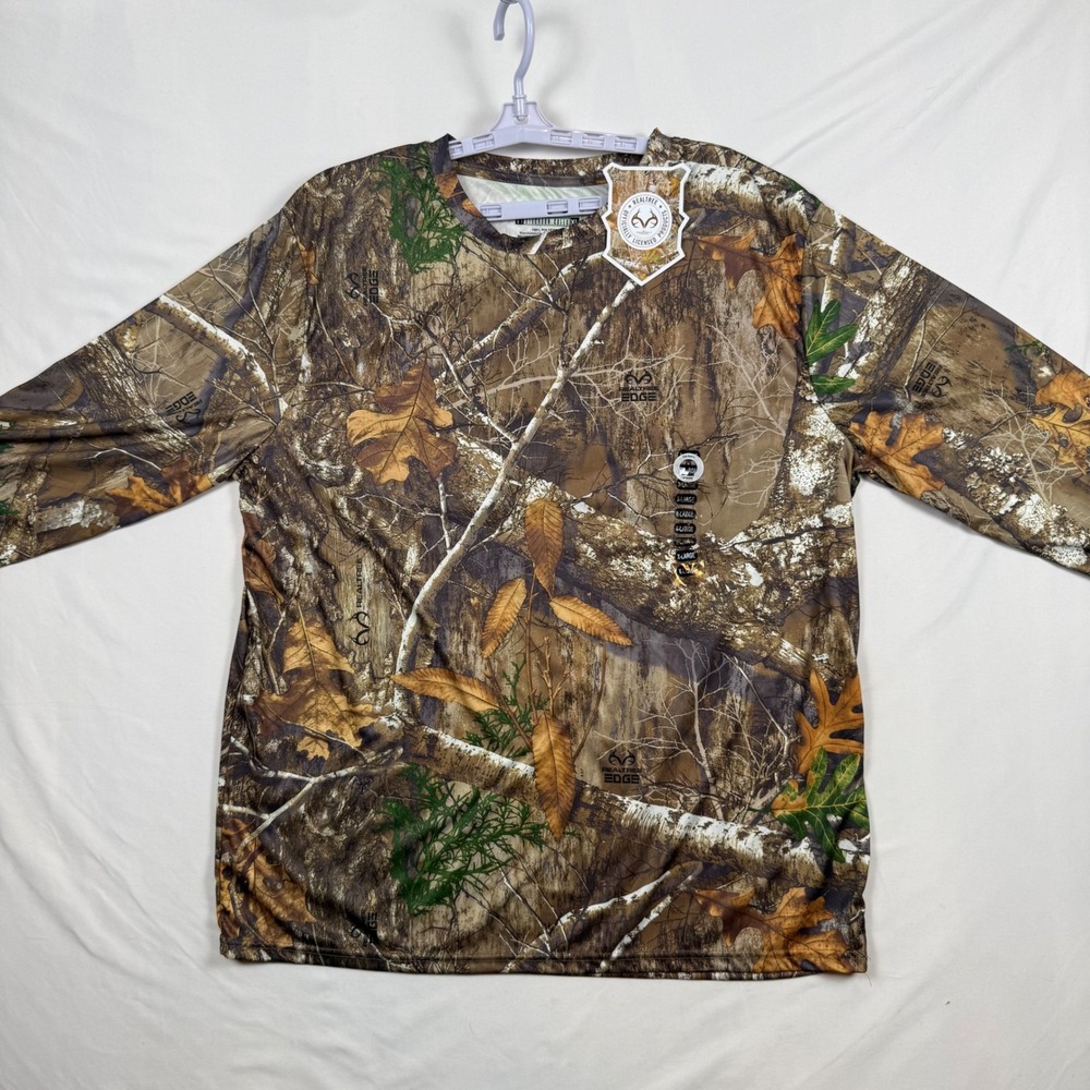Realtree by Staghorn Creek Mens XL Edge Camo Long Sleeve Performance Shirt NEW